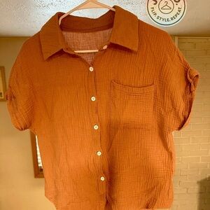 Rust Orange Button-Up Shirt